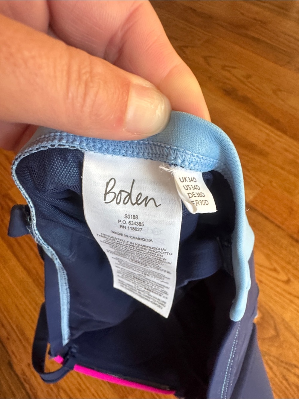 Boden Navy, Sky Blue & Hot Pink Colorblock One-Piece Swimsuit - Picture 2 of 7